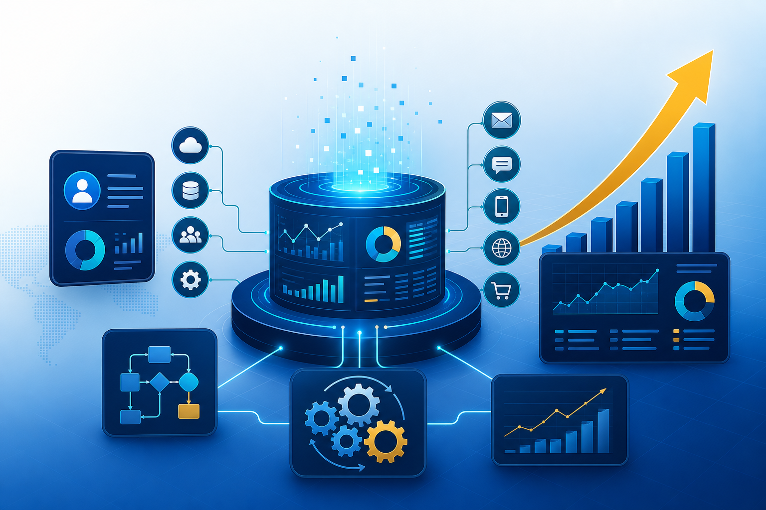 Infographic showing enterprise marketing powered by data, automation, and digital strategy